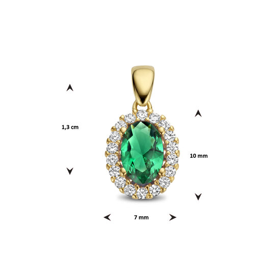 Collectie Milikan Collectie Milikan 14 karaat geelgouden hanger groene zirconia