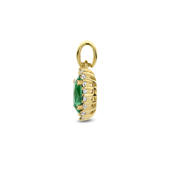 Collectie Milikan Collectie Milikan 14 karaat geelgouden hanger groene zirconia
