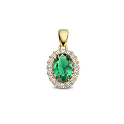 Collectie Milikan 14 karaat geelgouden hanger groene zirconia