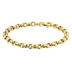 Collectie Milikan 14 karaat geelgouden ovale Jasseron armband 5mm breed, 19cm lang
