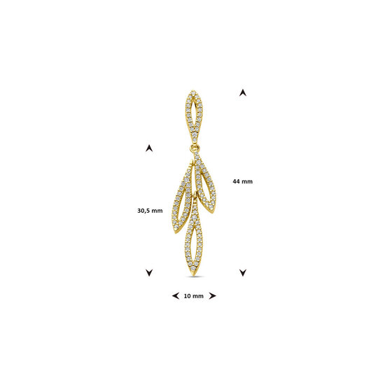 Collectie Milikan Collectie Milikan 14 karaat geelgouden hanger, bladvormen met diamant