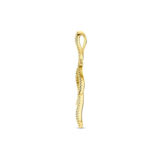 Collectie Milikan Collectie Milikan 14 karaat geelgouden hanger, bladvormen met diamant