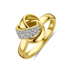 Collectie Milikan 14 karaat geelgouden ring in knoopmodel met diamant maat 18