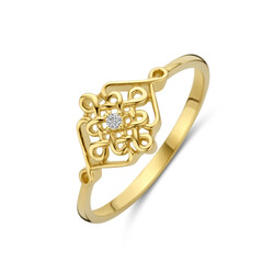 Collectie Milikan 14 karaat geelgouden ring fantasie met zirconia maat 16.5