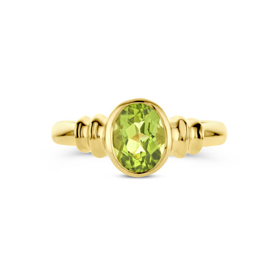 Collectie Milikan Collectie Milikan 14 karaat geelgouden ring met Peridot maat 17 1/4