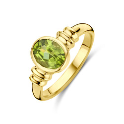 Collectie Milikan 14 karaat geelgouden ring met Peridot maat 17 1/4