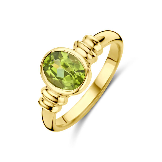 Collectie Milikan Collectie Milikan 14 karaat geelgouden ring met Peridot maat 17 1/4