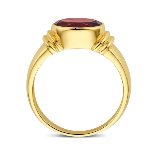 Collectie Milikan Collectie Milikan 14 krt geelgouden ring met granaat 8x10mm, maat 17 3/4