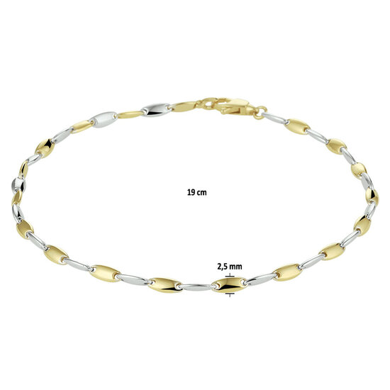 Collectie Milikan Collectie Milikan 14 karaat bicolor armband, fijne staafjes L=19 cm