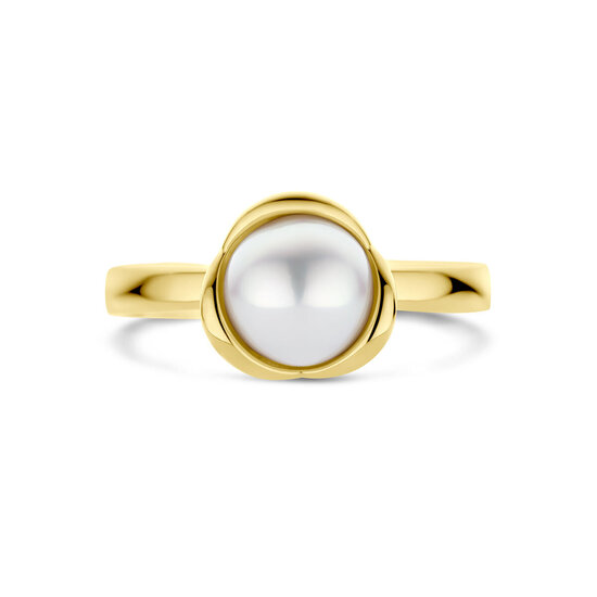 Collectie Milikan Collectie Milikan 14 karaat geelgouden ring met parel 7.5mm maat 17