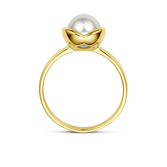 Collectie Milikan Collectie Milikan 14 karaat geelgouden ring met parel 7.5mm maat 17