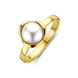 Collectie Milikan 14 karaat geelgouden ring met parel 7.5mm maat 17