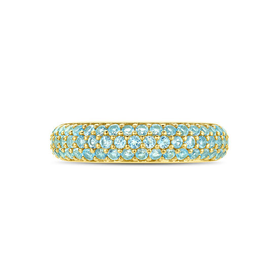 Collectie Milikan Collectie Milikan 14 karaat geelgouden ring met pave gezet blauwe topaas maat 17 1/4