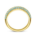 Collectie Milikan Collectie Milikan 14 karaat geelgouden ring met pave gezet blauwe topaas maat 17 1/4