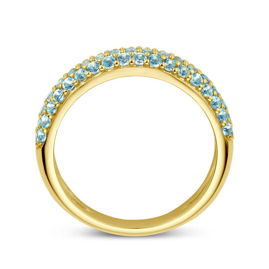 Collectie Milikan Collectie Milikan 14 karaat geelgouden ring met pave gezet blauwe topaas maat 17 1/4