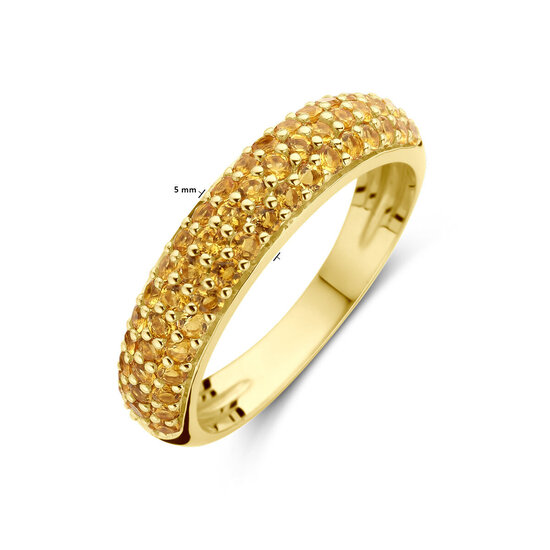 Collectie Milikan Collectie Milikan 14 karaat geelgouden ring met pave gezet citrien maat 17 1/4
