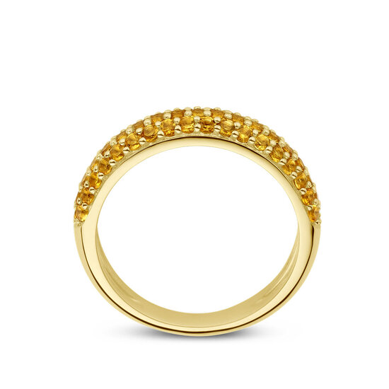 Collectie Milikan Collectie Milikan 14 karaat geelgouden ring met pave gezet citrien maat 17 1/4