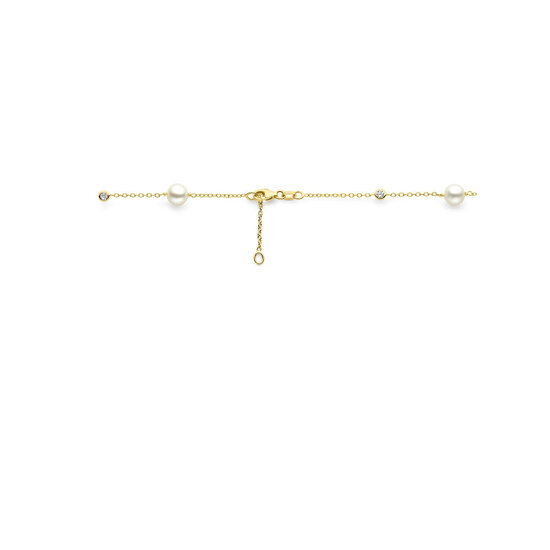 Collectie Milikan Collectie Milikan 14 karaat geelgouden collier met parel/zirconia 42-44 cm lang