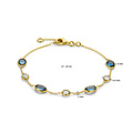 Collectie Milikan Collectie Milikan 14 karaat geelgouden armband met 7x blauw topaas lang 17-19cm
