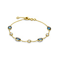 Collectie Milikan Collectie Milikan 14 karaat geelgouden armband met 7x blauw topaas lang 17-19cm