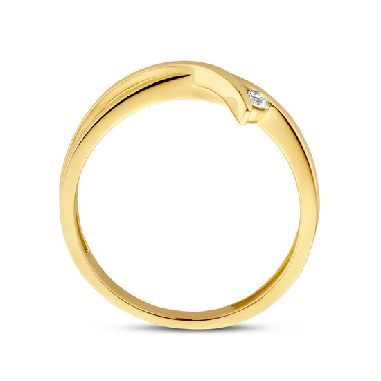 Collectie Milikan Collectie Milikan 14 karaat geelgouden ring fantasie met diamant, maat 17