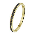 Collectie Milikan Collectie Milikan 14 karaat geelgouden aanschuifring 2 mm breed zwarte zirconia, maat 18