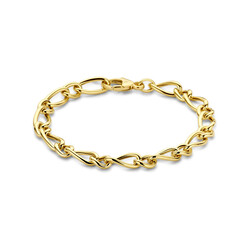 Collectie Milikan 14 karaat geelgouden armband, grote/kleine ovale schskels, lang 20cm