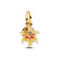 Pandora PANDORA DISNEY 764020C01 Tangled Flower 14k gold-plated double dangle with clear cubic zirconia, yellow bioresin man-made mother of pearl and yellow purple glass