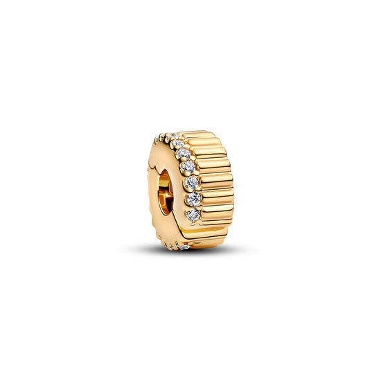 Pandora PANDORA 764078C01 14k gold-plated clip with clear cubic zirconia and silicone grip