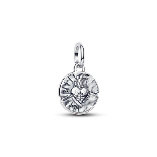 Pandora PANDORA 793975C01 Heart sterling silver medallion with clear cubic zirconia