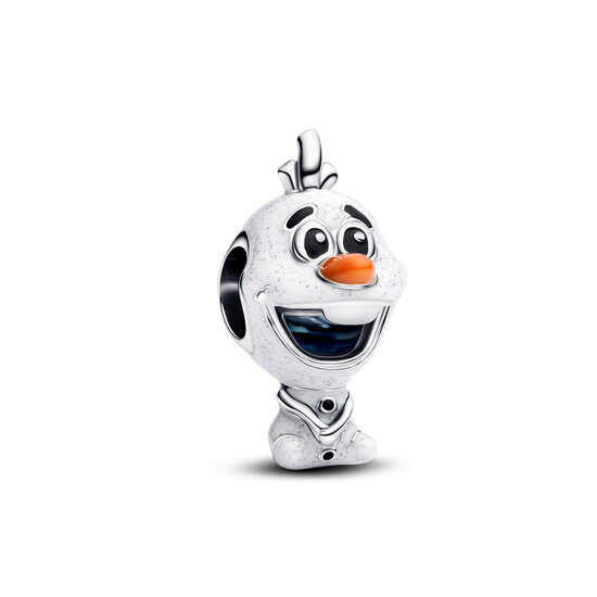 Pandora PANDORA DISNEY 793978C01 Olaf sterling silver charm with orange, black and glittery white enamel and blue UV resin