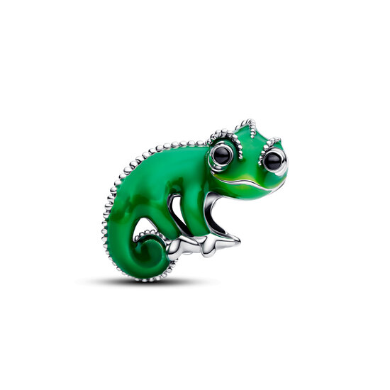 Pandora PANDORA DISNEY 793983C01 Tangled Pascal sterling silver charm with black crystal and color-changing green enamel