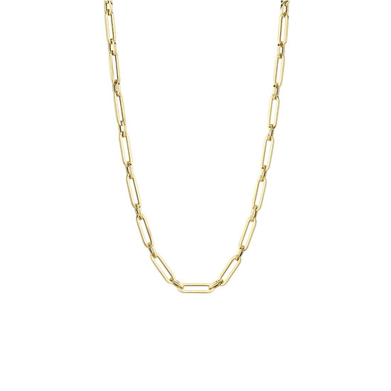 Blush BLUSH 3129YGO 14krt Geelgouden paperclip collier, ovale strakke schakels met tussenoog, 45 cm