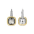 Ti Sento Milano TI SENTO MILANO 78042GG Zilver gerhodineerde oorhaken met sluiting, grijze vierkante zirconia in vergulde rand, en zirconia's