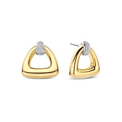TI SENTO MILANO 78034ZY Zilver vergulde oorknoppen, ronde open driehoekvorm