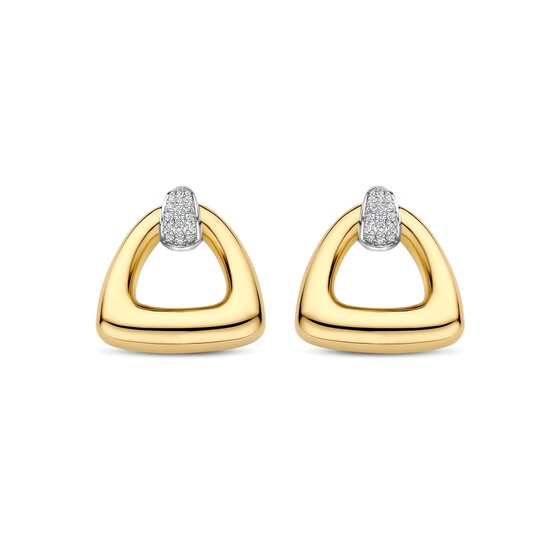 Ti Sento Milano TI SENTO MILANO 78034ZY Zilver vergulde oorknoppen, ronde open driehoekvorm 20 mm met zirconia's