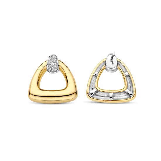 Ti Sento Milano TI SENTO MILANO 78034ZY Zilver vergulde oorknoppen, ronde open driehoekvorm 20 mm met zirconia's