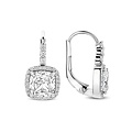 Ti Sento Milano TI SENTO MILANO 78031ZI Zilver gerhodineerde oorhaken met sluiting, vierkante zirconia in rand zirconia's
