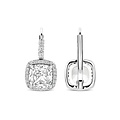 Ti Sento Milano TI SENTO MILANO 78031ZI Zilver gerhodineerde oorhaken met sluiting, vierkante zirconia in rand zirconia's