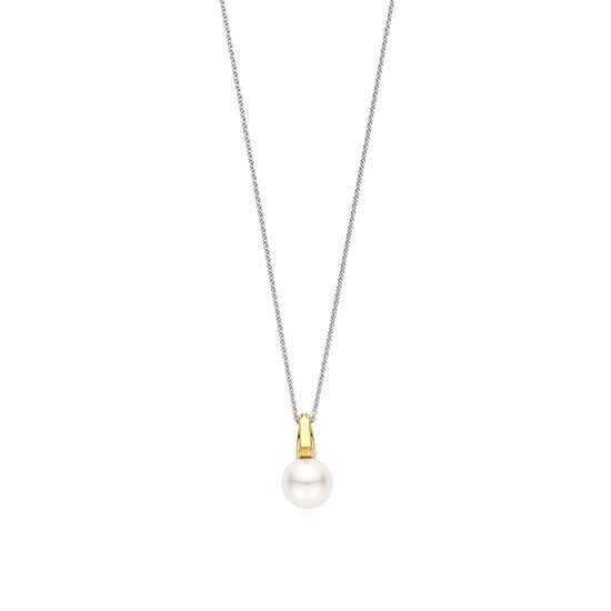 Ti Sento Milano TI SENTO MILANO 6855YP Zilver vergulde cliphanger met witte parel 10 mm (incl. collier fijntjes, 42 cm)