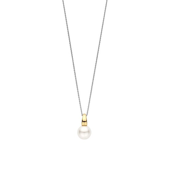 Ti Sento Milano TI SENTO MILANO 6855YP Zilver vergulde cliphanger met witte parel 10 mm (incl. collier fijntjes, 42 cm)