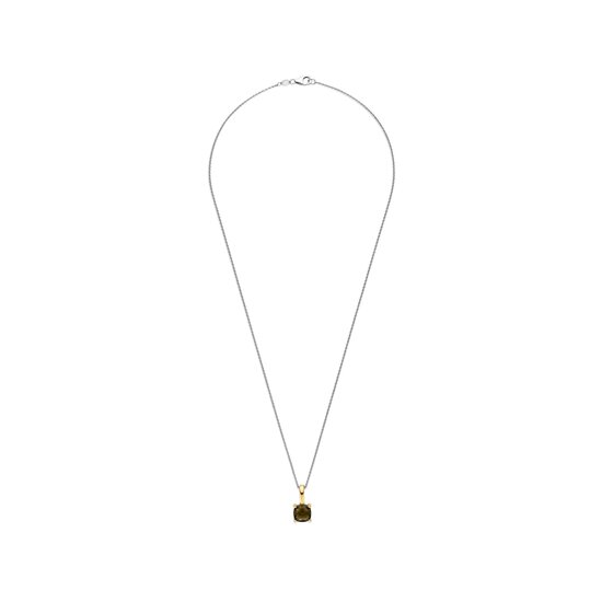 Ti Sento Milano TI SENTO MILANO 6854KA Zilver vergulde cliphanger met vierkante donkergroene zirconia 7.5 mm (incl. collier fijntjes, 42 cm)