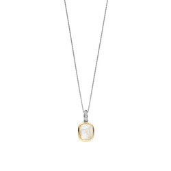 TI SENTO MILANO 6852MW Zilver vergulde cliphanger met rechthoekige parelmoerkleurige zirconia