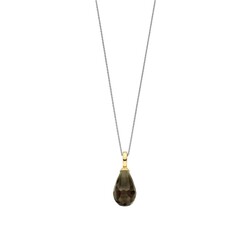 TI SENTO MILANO 6848KA Zilver vergulde cliphanger met donkergroene druppelvormige zirconia