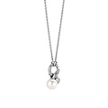 Ti Sento Milano TI SENTO MILANO 34113PW/42 Zilver gerhodineerd collier met ronde cliphanger pavé zirconia's, incl 3 hangertjes, parel en zirconia's