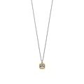 Ti Sento Milano TI SENTO MILANO 34111GG/42 Zilver gerhodineerd collier met hangertje, grijze vierkante zirconia 8 mm in vergulde gedraaide rand, oog pavé zirconia's