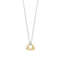 Ti Sento Milano TI SENTO MILANO 34108ZY/42 Zilver gerhodineerd collier met hanger, open vergulde driehoekvorm 18 mm met oog pavé zirconia's