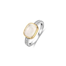 TI SENTO MILANO 12398MW Zilver gerhodineerde ring, bicolor, parelmoer