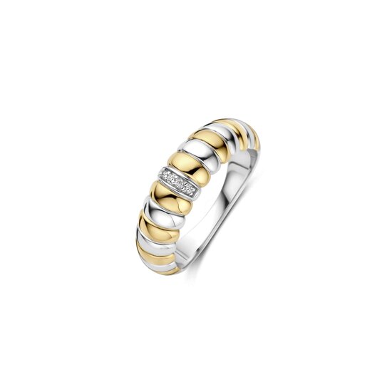 Ti Sento Milano TI SENTO MILANO 12383ZY Zilver gerhodineerde ring, bicolor, croissant, met zirconia's