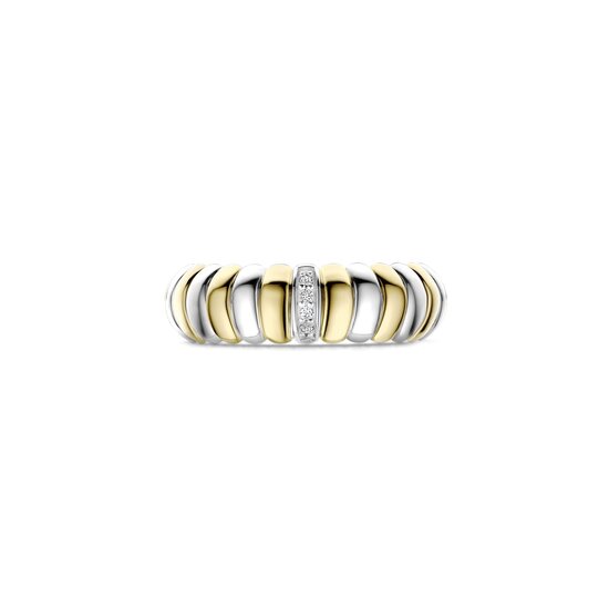 Ti Sento Milano TI SENTO MILANO 12383ZY Zilver gerhodineerde ring, bicolor, croissant, met zirconia's